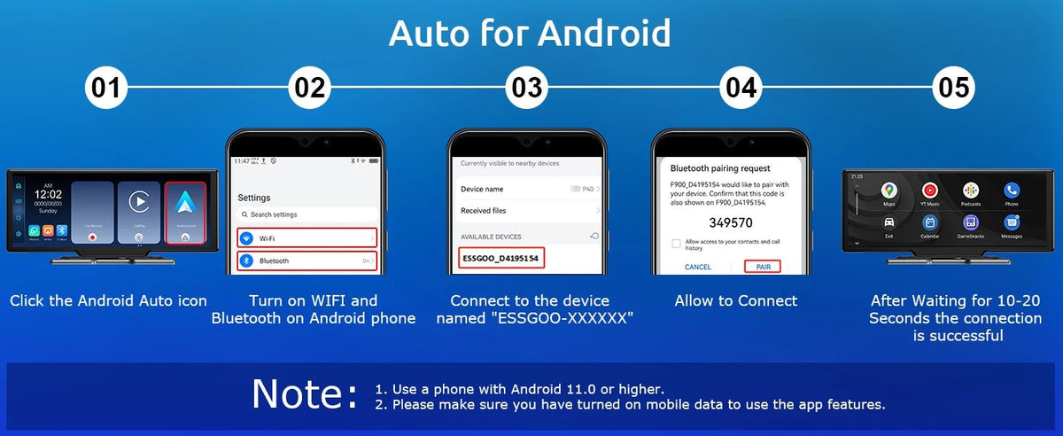 10.26"4K 64G TouchScreen Portable Wireless CarPlay/Android Auto with Dashcam and Reverse Cam SatNavWorld SatNavWorld
