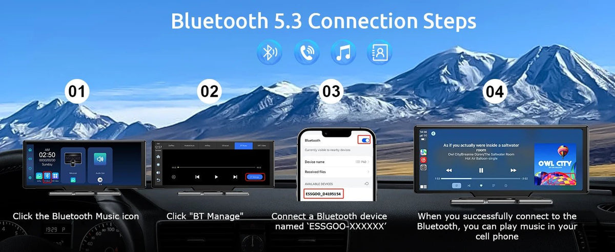 10.26"4K 64G TouchScreen Portable Wireless CarPlay/Android Auto with Dashcam and Reverse Cam SatNavWorld SatNavWorld