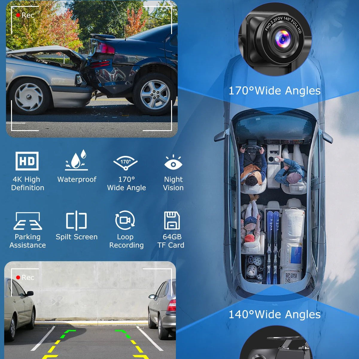 10.26"4K 64G TouchScreen Portable Wireless CarPlay/Android Auto with Dashcam and Reverse Cam SatNavWorld SatNavWorld