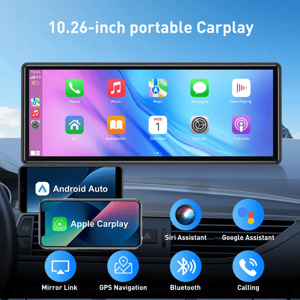 10.26" Wireless CarPlay/Android Auto Touch Screen Compatible with All Vehicles SatNavWorld SatNavWorld