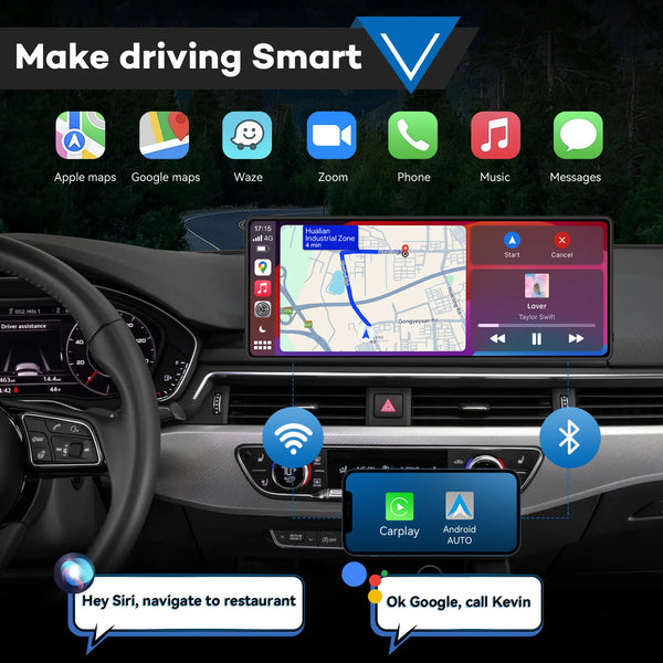 10.26" Wireless CarPlay/Android Auto Touch Screen Compatible with All Vehicles SATNAVWORLD SatNavWorld