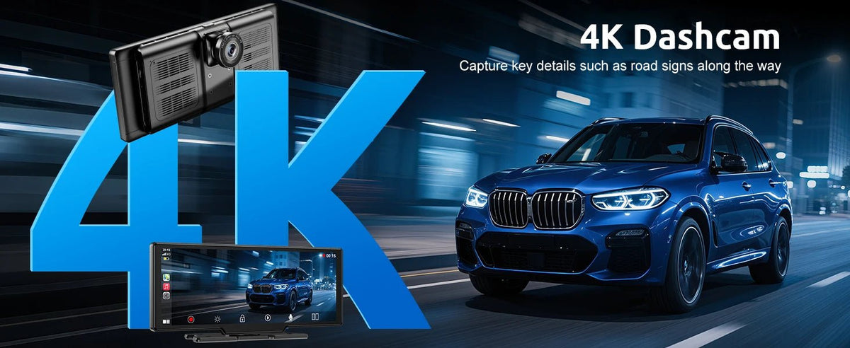 10.26"4K 64G TouchScreen Portable Wireless CarPlay/Android Auto with Dashcam and Reverse Cam SatNavWorld SatNavWorld