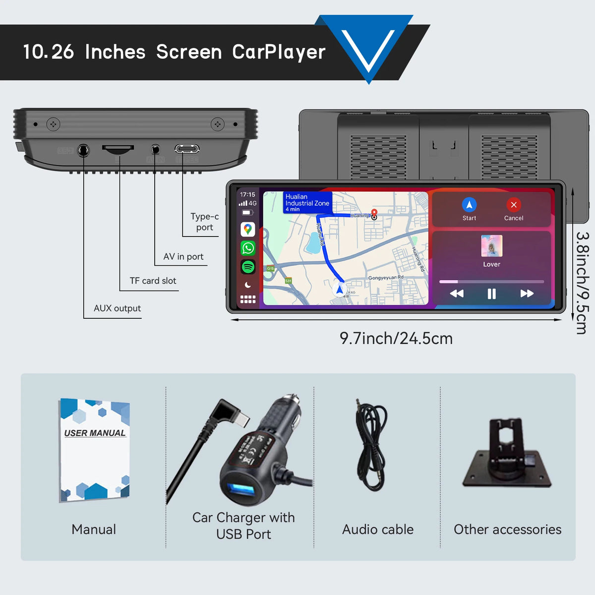 10.26" Wireless CarPlay/Android Auto Touch Screen Compatible with All Vehicles SATNAVWORLD SatNavWorld