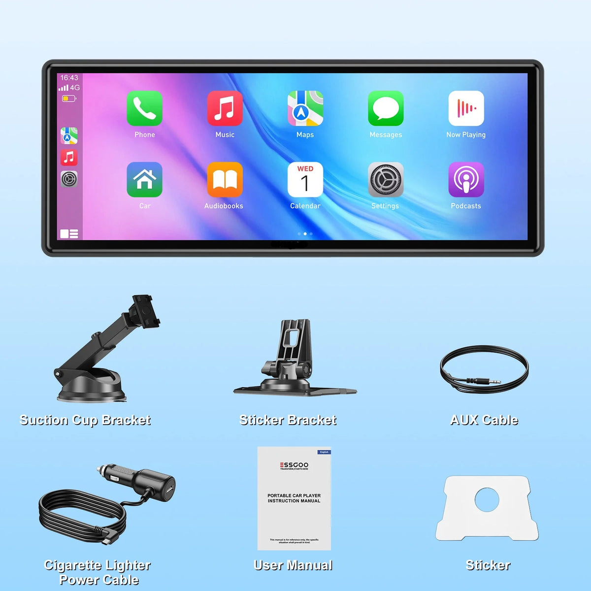 10.26" Wireless CarPlay/Android Auto Touch Screen Compatible with All Vehicles SatNavWorld SatNavWorld