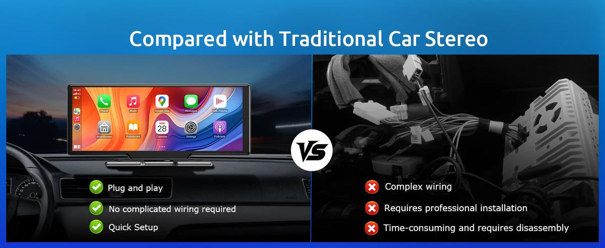 10.26"4K 64G TouchScreen Portable Wireless CarPlay/Android Auto with Dashcam and Reverse Cam SatNavWorld SatNavWorld