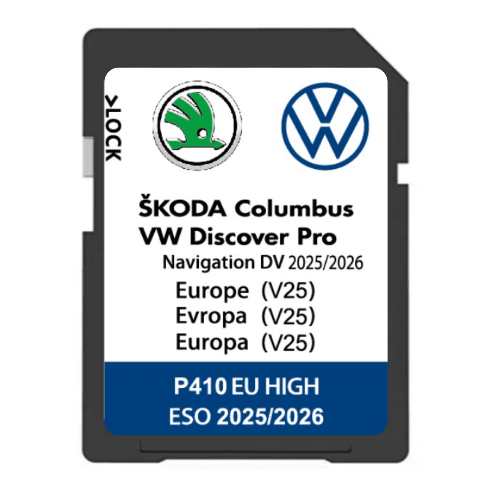 VW Skoda V25 DV Discover Pro Sat Nav SD Card Map UK & Europe 2026 VW SatNavWorld