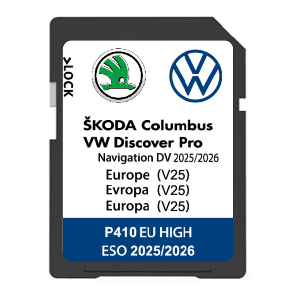 VW Skoda V25 DV Discover Pro Sat Nav SD Card Map UK & Europe 2026 VW SatNavWorld